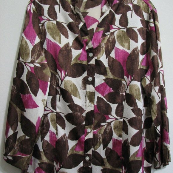 Samantha Gray Size 14 Magenta Brown Blouse Shirt - Picture 1 of 4